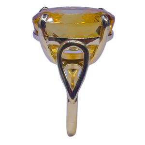 Anillo Clásico de Plata de Ley 925 Chapado en Oro con Piedra Preciosa Citrino para Mujer, Joyería para Bodas - Product Image 4