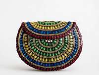 Pochette de soirée géométrique demi-lune avec fermoirs en cristal, bandoulière chaîne, grande capacité, sac à bandoulière pour mariage (en résine)