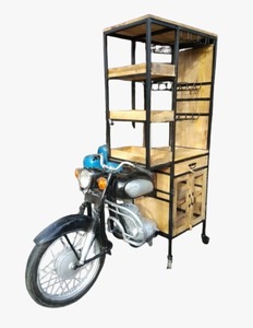 Comptoir de bar industriel et vintage en fer et bois, mobilier automobile ancien pour salle à manger et salon - Product Image 5