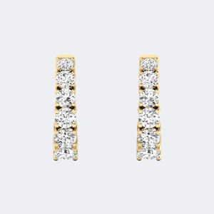 Pendientes de aro tipo huggie con diamantes de corte redondo de 2.00 quilates y engaste de puntas compartidas - Product Image 4