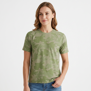 Camiseta de Manga Corta con Camuflaje para Hombre, 100% Poliéster, Cuello Redondo, Transpirable, Corte Regular Informal - Product Image 6