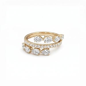 Bague en or avec diamants en forme de poire - Or 9k, 14k, 18k - Product Image 3