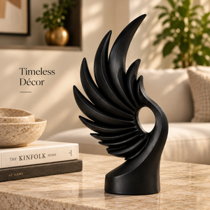 Sculpture d'ange abstraite noire moderne, figurine artistique pour la décoration de la maison et du salon |   Finition élégante et lisse - Product Image 4