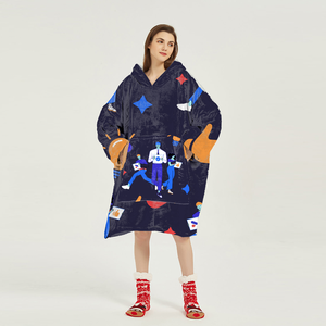 Manta con Capucha de Felpa, Estampado de Dibujos Animados, Suave y Acogedora, Estilo Moderno - Product Image 5
