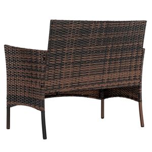 Set di 2 Poltrone Marroni Sfumate e 1 Divanetto con Tavolino in Vetro Temperato, Divano da Giardino in Rattan - Product Image 3