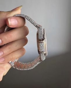 นาฬิกาข้อมือผู้ชายแบบอัตโนมัติ ตัวเรือนสแตนเลสสตีล ประดับเพชรคุณภาพสูง VVS Moissanite กันน้ำ ดีไซน์หรูหรา - Product Image 5