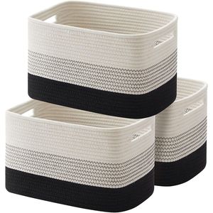 Modern Cotton <b>Rope</b> <b>Storage</b> <b>Basket</b> Set Decorative Woven Bin for Nursery Bedroom Closet Organizer Eco-Friendly Home Decor <b>Basket</b> - Product Image 1