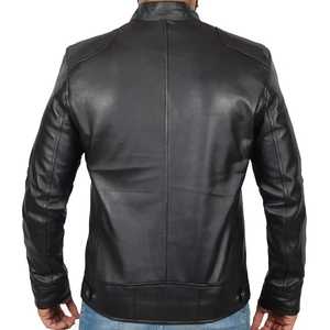 Veste en cuir pour homme, simple, en cuir de mouton véritable à 100%, avec impression personnalisée, chaude pour l'hiver. - Product Image 5