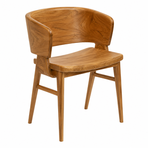 Chaise de salle à manger en teck massif, écologique, dossier incurvé, design scandinave moderne pour la maison, le bureau, l'appartement, l'hôtel - Product Image 3