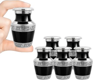Silver Cremation Urn for Adult with Black Bands Durable <b>Memorial</b> Ashes Container Funeral <b>Keepsake</b> Urn With Lid & Free Velvet <b>Box</b> - Product Image 4