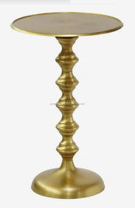 Ensemble industriel os noir or 2 table basse/table basse/bois de mangue plateau rond fer rond cadre rond ensemble de 3 Table basse - Product Image 4