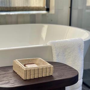 Bandeja de Servir Cuadrada de Mármol Beige, Hecha a Mano, Moderna, Resistente al Fuego, Decorativa para Cocina, Sala de Estar, Revestimiento de Paredes de Villa - Product Image 3