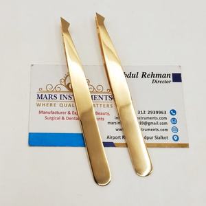 Pinzas para Depilación de Cejas, Pinzas Inclinadas Hechas a Mano, Depiladora Facial y de Cejas Profesional de Acero Inoxidable - Product Image 1