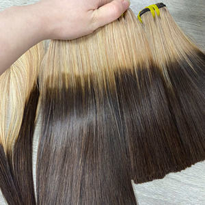 Prix usine 100% brut vierge vietnamien trame humaine dentelle perruque os droit Ombre brun couleur Super Double dessiné Extensions de cheveux - Product Image 6