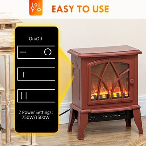 Caminetto Elettrico da 1500W con Fiamme Realistiche, Protezione da Surriscaldamento Integrata, Inserti per Stufa - Product Image 5