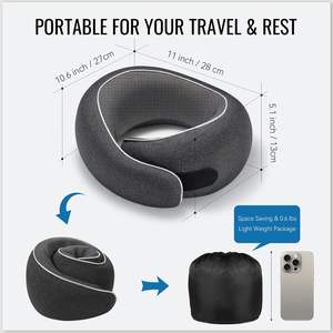 Almohada de Viaje para el Cuello, Espuma Viscoelástica, Soporte de 360 Grados, Plegable, con Bolsa de Almacenamiento, Gris - Product Image 4