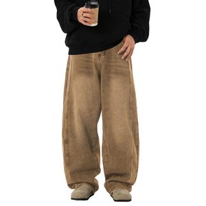 Jeans larges pour hommes, coupe ample, en denim délavé vintage, style streetwear hip-hop, fournisseur en gros - Product Image 1