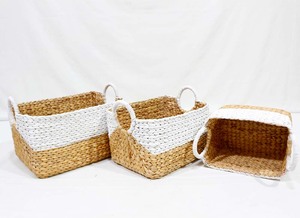 Panier de rangement multifonctionnel en jacinthe d'eau écologique moderne avec poignées pour la lessive à la maison - Product Image 4