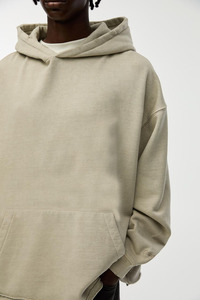 French Terry Oversized Distressed Breathable Heavyweight Custom Logo Blank Drop Shoulder Raw Hem 100% Cotton Hoodies Men - Product Image 5