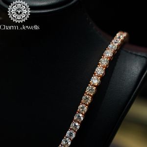 Charm_Jewells Men's Unisex 14K Gold Plated Moissanite <b>Statement</b> <b>Necklace</b> Brilliant Cut Claw Setting IGI Certified Hip Hop Style - Product Image 3