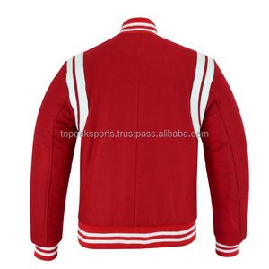 2026 Most Demanding Premium <b>Red</b> <b>Wool</b> With Stand Collar Varsity Jacket Men's White Leather Trims Plus-Size Winter Heated Jackets - Product Image 2