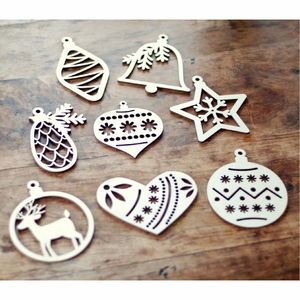 Ornements de Noël en bois personnalisés avec logo, gravés au laser, en forme de cheval à bascule, pour cadeaux de baby shower et décorations de fêtes - Product Image 6