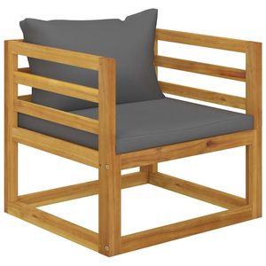 Silla de patio de madera maciza de Acacia con cojines gris oscuro Solución de asiento cómoda - Product Image 1