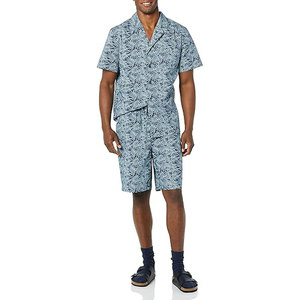 Ensemble chemise et short décontracté d'été pour homme, imprimé hawaïen, respirant, manches courtes, deux pièces, en coton, vente en gros - Product Image 4