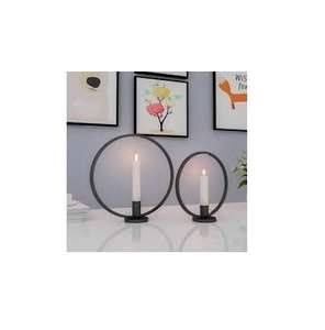 Support en métal noir rond fait main pour bougies, idéal pour mariages, événements festifs, fêtes, décoration de table moderne et luxueuse pour la maison - Product Image 1