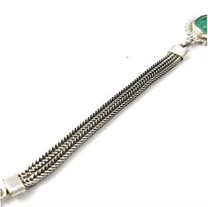 Pulsera de plata con esmeralda natural de lujo, plata de ley 925 maciza, joyería tallada a mano de la India. - Product Image 3