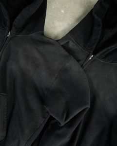 Sweat-shirt à capuche zippé noir pour homme, coupe classique, en molleton de coton, style automne - Product Image 3