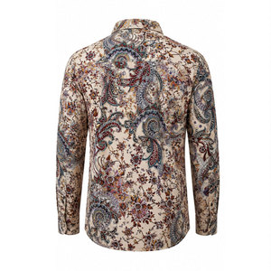 เสื้อเชิ้ตแขนยาวลายดอกไม้เพสลีย์สำหรับผู้ชาย ผ้าฝ้าย ระบายอากาศได้ดี เหมาะสำหรับทำงาน แฟชั่นลำลอง - Product Image 3