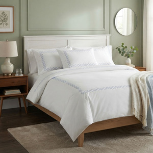 Custom Embroidery Blue Geometric Pattern Cotton Duvet Cover <b>Sets</b> Classical Style Home <b>Bedding</b> <b>Sets</b> Machine Washable Home Wedding - Product Image 2