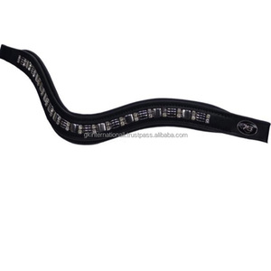 Bande de front en cuir personnalisé de haute qualité avec rembourrage noir doux décorer avec des cristaux noirs et argentés brillants - Product Image 3
