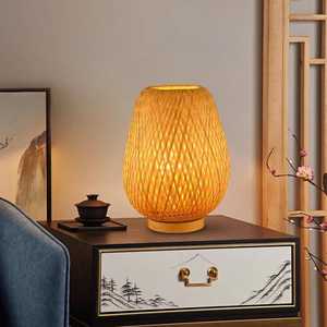 Lampe de table en bambou tissé à la main, lampe de chevet Zen Wabi Sabi, lanterne en rotin japonaise, décoration de chambre en bambou naturel, fournisseur - Product Image 4