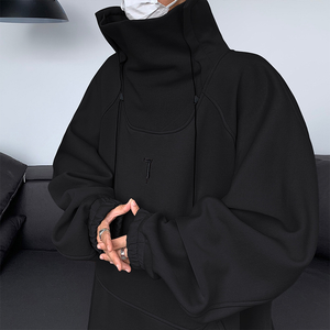 2023 Autumn Winter Men's Deconstruction Ninja Turtleneck Hoodie Techwear Patchwork Hip Hop Oversized Sweatshirts Black Size L - Product Image 1