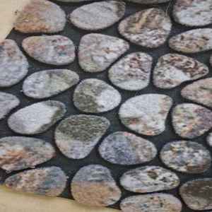 Tapis de porte en caoutchouc floqué lavable, antibactérien, antidérapant, imprimé par sublimation, motif galets, 45x75cm - Product Image 4