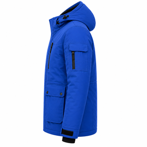 Men's Hooded Puffer Jacket Fleece Lined 220g <b>Waterproof</b> Stand Collar Casual <b>Winter</b> <b>Coat</b> with Zipper Front and Multiple Pockets - Product Image 4