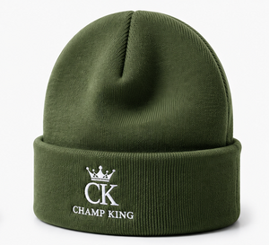 Gorro Verde Oliva Champ King con Logotipo Bordado, Gorro de Invierno Informal - Product Image 1