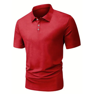 Chemise à manches courtes rouge pour homme, imprimé hip-hop, tissu tricoté décontracté, coupe régulière, 100% coton, séchage rapide et respirant - Product Image 1