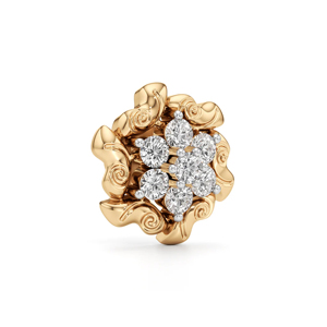 Pendientes Clásicos con Flores, Oro Sólido de 18K, Corte Brillante Redondo, Engaste de Diamantes, para Uso Diario de Mujeres - Product Image 2