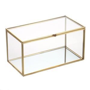 Nordic Clear Glass Jewelry Box Industrial Metal Frame Decorative <b>Keepsake</b> Organizer <b>Wedding</b> Gift Display Box Desktop Storage - Product Image 2