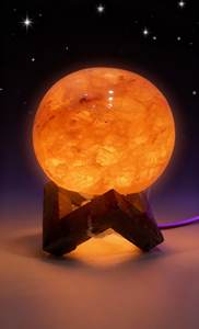 Lampe USB en sel rose de l'Himalaya sculpté à la main, sphère lumineuse multicolore, roche naturelle, lumière décorative moderne pour la maison - Product Image 3