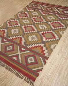 Alfombras Kilim de Yute y Lana Tejidas a Mano, Decoración Tranquila y Rústica, Personalizadas para Sala de Estar, Dormitorio y Estudio - Product Image 1