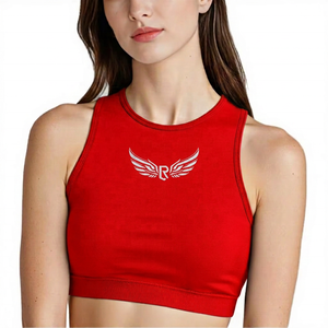 <b>Women's</b> <b>Navy</b> Blue Embroidered Tank <b>Top</b> Crew Neck Sleeveless Yoga Front Logo Spandex/Nylon Breathable Quick Dry Eco-Friendly - Product Image 5
