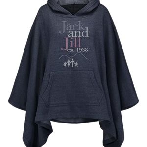 <b>Women</b> Hooded <b>Poncho</b> Sweatshirt Oversized Cape Style Pullover with Front Pocket Embroidered Graphic Casual Loose Fit Winter - Product Image 1