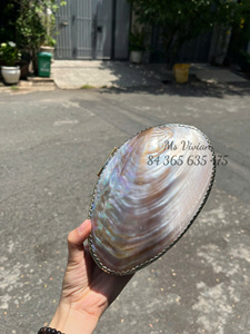 Mother of Pearl Jewelry Organizer Lustrous Round Jewelry <b>Box</b> <b>Red</b> Velvet Interior Vintage Luxury Mother of Pearl Jewelry <b>Box</b> - Product Image 4