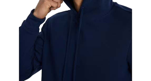 Men's Hooded Sweatshirt Solid Color Fleece Casual Autumn Wear Breathable 100% Cotton Blue Hoodies <b>Set</b> - Product Image 3