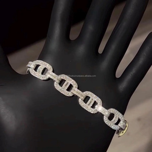 Pulsera Cubana con Moissanita para Hombre, Pulsera de Cadena con Diamantes CZ, Plata de Ley 925, Joyería Hip Hop Brillante para Regalo - Product Image 1