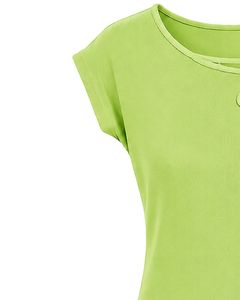 Blusa Casual de Verano para Mujer, Color Verde Lima, Personalizada, con Diseño Elegante de Cuello Floral, Manga Corta, Corte Holgado, para Uso Diario - Product Image 4